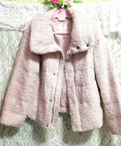 薄ピンクフワフワダウンコート/外套/アウター Light pink fluffy down coat mantle outer,コート&ダウンコート&Mサイズ