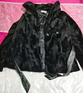 black coat with waist cord, cloak, outerwear, coat, coat in general, m size