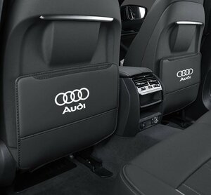 アウディ AUDI シートバックポケット キックガード バックプロテクター キックマット 車用シートカバー 蹴り防止 2点セット☆ブラック