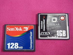 動作保証 CFカード2枚 1GB+128MB LEXAR Professional 80X SanDisk コンパクトフラッシュメモリ 即決