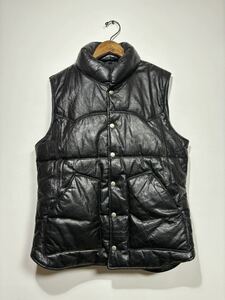  Vintage nylon down vest leather down 