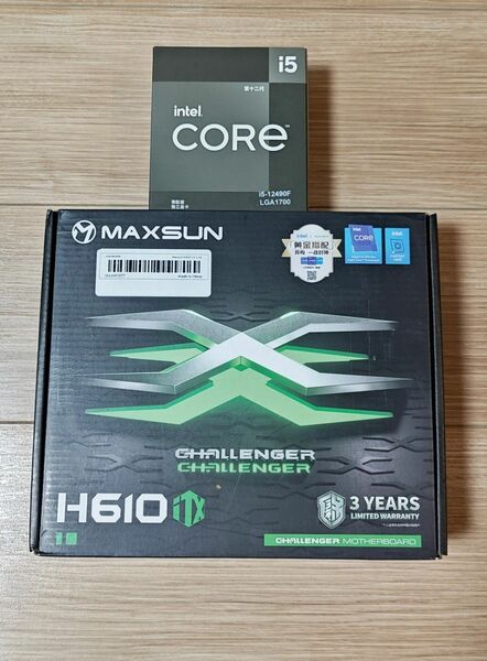 新品未使用インテルIntel i5-12490f+MAXSUN H610ITX 2.5G itxマザボ CPUグリースおまけ