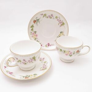 美品 WEDGWOOD ウェッジウッド ミラベル ティーカップ＆ソーサー 2客 リー ペア SY8196S