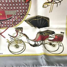 1円〜 未使用 HERMES エルメス スカーフ カレ90 LES VOITURES A TRANSFORMATION 折りたたみ式幌馬車 シルク100%_画像5