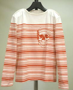 Alexander McQueen Alexander Mac .-n13SS Skull border bus k shirt S unbleached cloth × red Italy made 