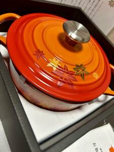 限定 ル・クルーゼ ジャポン 25周年記念 シグニチャー ココットロンド モミジ 18cm オレンジ 新品 未使用 鍋