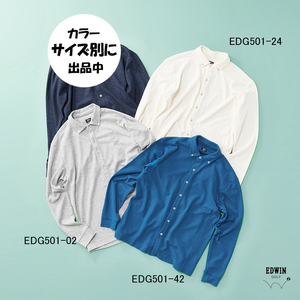 新品タグ付き7590円を/1点のみ■EDWIN GOLF エドウィン ゴルフ ニットシャツ 長袖EDG501-02/M■在庫限り■ 