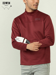 新品タグ付き7590円を/1点のみ■EDWIN GOLFモックネックロングTシャツ 長袖【UVカット/ストレッチ】/EDG526-06/XL■在庫限り■