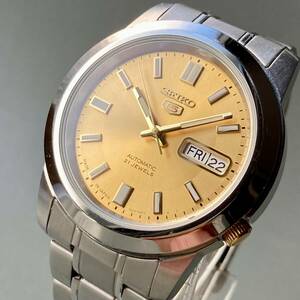 【美品・動作品】セイコー SEIKO 5 ファイブ 腕時計 自動巻き 男性 ケース径39㎜ メンズ ウォッチ デイデイト ラウンド型