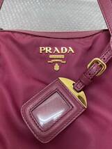 @PRADA/プラダ/2way/トートバッグ/ショルダーバッグ/マザーズバッグ/肩掛け/ナイロン/レザー/A4収納可能/ピンク/ゴールド/0202k_画像6