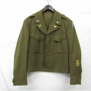 40s 50s 米軍実物 サイズ M 程度 U.S.ARMY アイク ジャケット ワッペン ピンバッチ オリーブ ミリタリー 古着 ビンテージ 3F1703