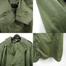 50s 米軍実物 サイズ R-M U.S.ARMY M-1950 コットン サテン オーバー トレンチ コート オリーブ ミリタリー 古着 ビンテージ 3F2301_画像5