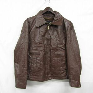 本革 サイズ 40 REG The Leather Shop Sears レザー ジャケット ブラウン ライナー付 シアーズ 古着 ビンテージ 3F2303