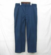 90s USA製 Dickies ビックサイズ W38 L30 874 ワーク パンツ タロンジップ 圧着タグ ブルー ディッキーズ 古着 ビンテージ 3F1714_画像1