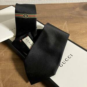 元箱有 Gucci ネクタイ ブラック シェリーライン GGロゴ 蜂 ビー モチーフ 黒 グッチ