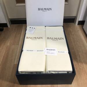 N)◎BALMAIN/バルマン 綿毛布 140cm×200cm 白 ホワイト ブランド 寝具 ケース◎ P0211