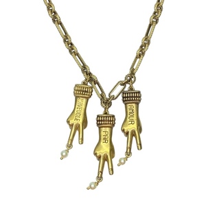GUCCI Gucci колье подвеска палец узор аксессуары ювелирные изделия мелкие вещи деталь узор GP Logo жемчуг Gold 