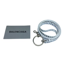 BALENCIAGA バレンシアガ 594548 フラグメントケース コインケース 小銭入れ カードケース ネックストラップ付き ロゴ レザー ホワイト_画像9