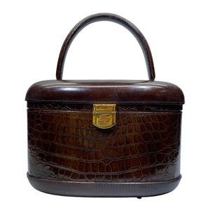 Buccheri Bookerie Simbag Bag Bag Bag Croco Type Press Кожаный коричневый золотой кронштейн
