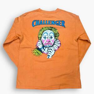 CHALLENGER L/S WASHED CLOWN TEE - ORANGE M / チャレンジャー ウォッシュ加工 ピエロ ロンT オレンジ M　ロングスリーブ Tシャツ 完売品