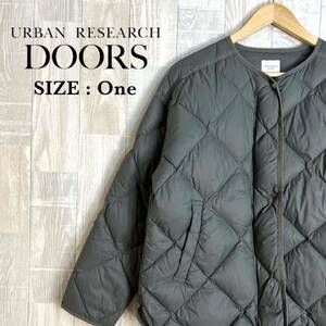 L1264 URBAN RESEARCH DOORS アーバンリサーチドアーズ　キルティングダウンジャケット　サイズOne カーキグレー系　ダウン80％