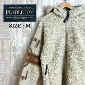 M3466 PENDOLETON ペンドルトン　ボアジップフーディー　Mサイズ　アイボリー　メンズ　アウター　上着　羽織　フルジップ　もこもこ