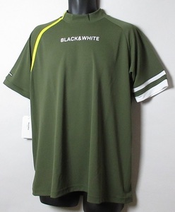  black & white Golf stretch short sleeves mok neck shirt regular price 10450 jpy /LL size /BGF9502WD/ new goods / khaki 