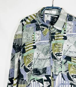 mountain top tokyo 総柄シャツ　Mサイズ　長袖　アート　一点物　ロングスリーブシャツ　shirt ヴィンテージ　vintage 日本製　JAPAN