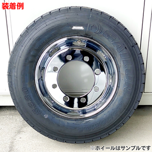 新品 2枚セット メッキホイール 大型 トラック ダンプ トレーラー 22.5x8.25 8穴 JIS フロント用 錆汁止め加工無料 1年保証 DOT-X DOTXの画像6