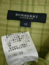 ホース刺繍 八分袖くらい◆BURBERRY LONDON チェックシャツ レディース 黄緑 13 L キレカジ 羽織にも 春 綿100 三陽商会 バーバリー〇2-95y_画像8