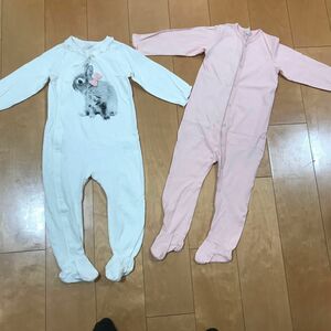 H&M ベビー服 カバーオール オールインワン 女の子 長袖 パジャマ　2枚セット　90cm