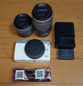 中古 EOS M100 EF-M15-45 IS STM レンズキット （ホワイト）＆ズームレンズ付き