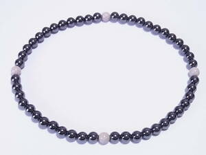Кита -навесельный камень x магнитный гематит 8 мм растягивающее ожерелье (расширение) Жесткое плечо B