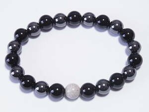  north . stone × natural black * onyx × magnetism hema tight 8mm stretch * bracele ( flexible )
