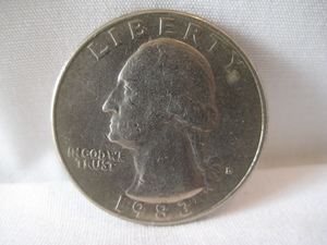 アメリカ合衆国・リバティ２５セント硬貨・１９８３年・自宅保管品