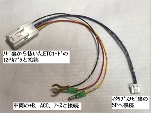 AVN-SZ04i　AVN-SZ04iW　AVN-SZX04i　AVN-Z04i　AVN-Z04iW　AVN-ZX04i用　トヨタ純正ETC(12P連動タイプ)連動ハーネス　(AH-21相当品)