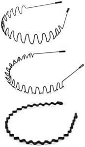 YINKE カチューシャ メンズ 3本セット 黒色 スプリング ヘアバンド波型 前髪 髪飾り 滑り止め 痛くない スポーツ メイク