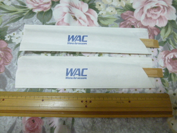 送料込み! WAC ワールドエアネットワーク 割り箸2本 (全日空 ANA系 1990年代 エアライン 航空会社 チャーター