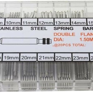 18サイズ バネ棒セット ばね棒 ベルト 交換【8mm ~ 25mm】ステンレス製 中割れタイプ 腕時計の調整 各サイズ20本入り 高強度 頑丈の画像1