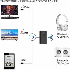 Bluetooth5.0 トランスミッター レシーバー 1台2役 送信機 受信機 充電式 無線 ワイヤレス 3.5mm オーディオスマホ テレビ TXの画像6