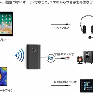 Bluetooth5.0 トランスミッター レシーバー 1台2役 送信機 受信機 充電式 無線 ワイヤレス 3.5mm オーディオスマホ テレビ TXの画像3