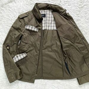 【美品 希少 L】 Burberry Black Label ミリタリージャケット M-65 ノバチェック カラビナ ブルゾン バーバリー メンズ カーキ フード 2way