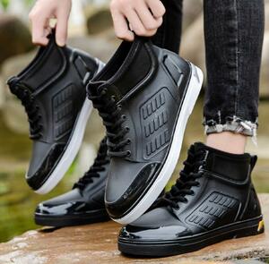  men's rain shoes Schott height rain boots waterproof . slide rain. day outdoor work shoes x149