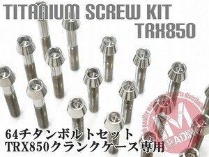 TRX850専用 64チタン製 クランクケースカバーボルトセット 35本 テーパーキャップ 焼き色なし Ti-6Al-4V エンジンカバーボルト◇