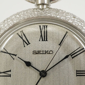 1円~【59】実働 SEIKO／セイコー 懐中時計 0702-3010 ELNIX／エルニクス 銀製枠 クオーツ SILVERの刻印あり デイトの画像2