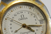 1円~【158】実働　OMEGA／オメガ　SEAMASTER／シーマスター　ポラリス　GMT　クオーツ　白文字盤　ゴールド　純正ベルト　 _画像2