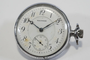 1円~【211】実働　WALTHAM／ウォルサム　懐中時計　手巻き　1910年代製　スモールセコンド　琺瑯文字盤　アンティーク