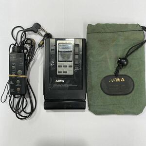 TR01 通電OK AIWA HS-JX30 ポータブルラジオカセットレコーダー ウォークマン リモコン RC-J30 イヤホン 外付け電池ケース 本体ケース付