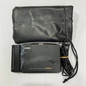 TR04 現状品 AIWA HS-P75 ポータブルカセットプレーヤー WALKMAN ウォークマン イヤホン リモコン 外付け電池ケース 本体ケース付