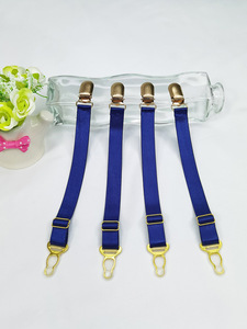  free shipping doyeah1915/ blue belt metal fittings Gold finishing metal buckle made flat clip garter band 4ps.@SET